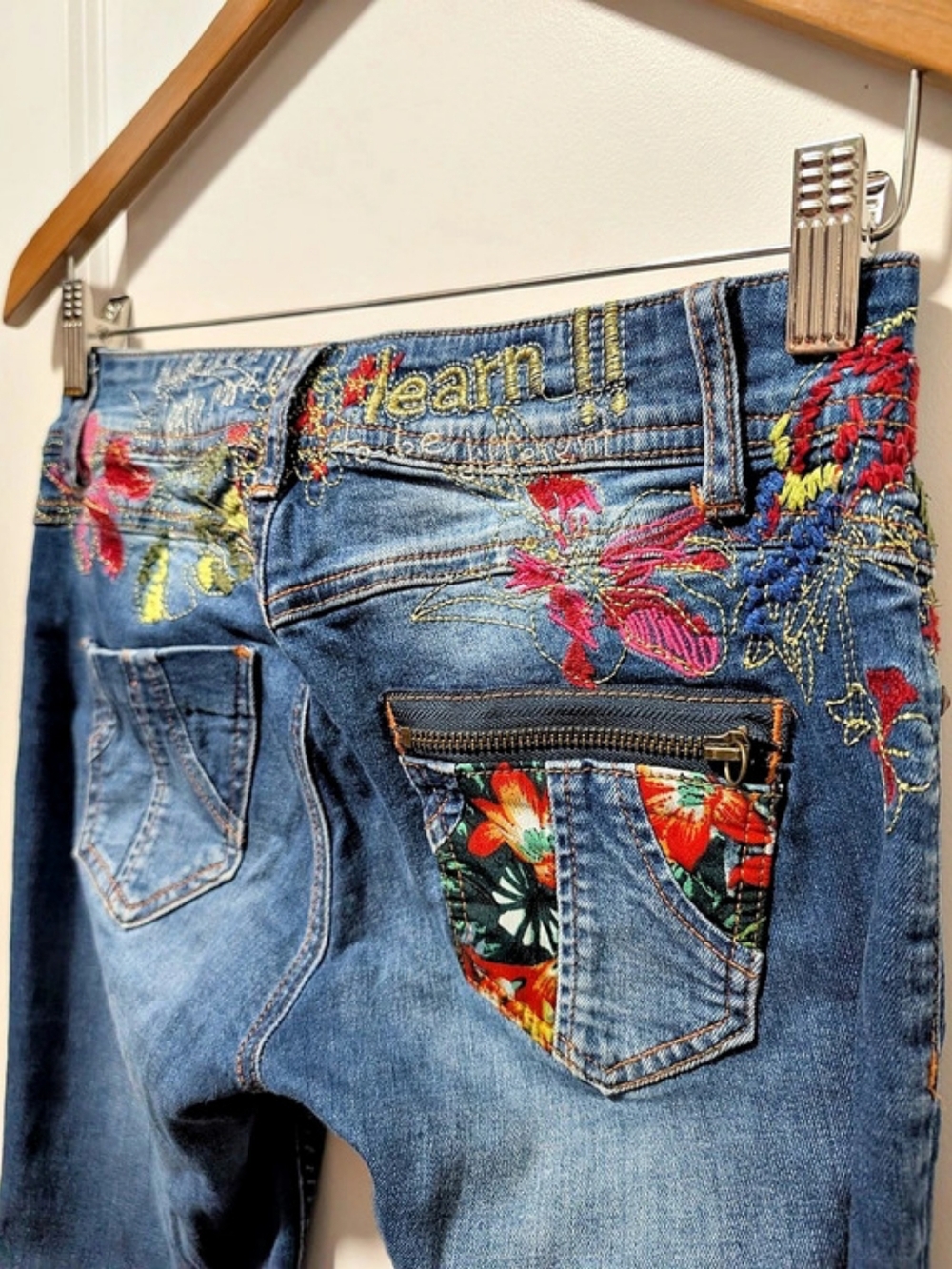 Desigual embroidered skinny jeans Floral Skinny Jeans Blue Size 4